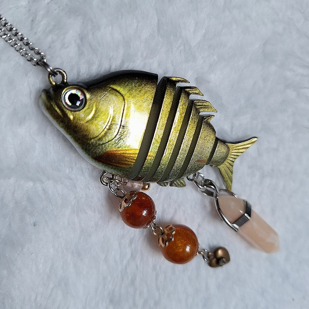 Handmade Fish Lure Necklace Green 🐠